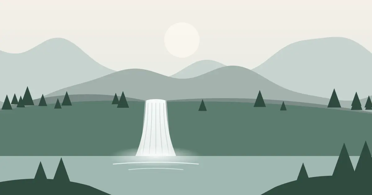 Illustrated featured image for Kolevokharit Koygut Falls in Dillingham (CA) County, Alaska