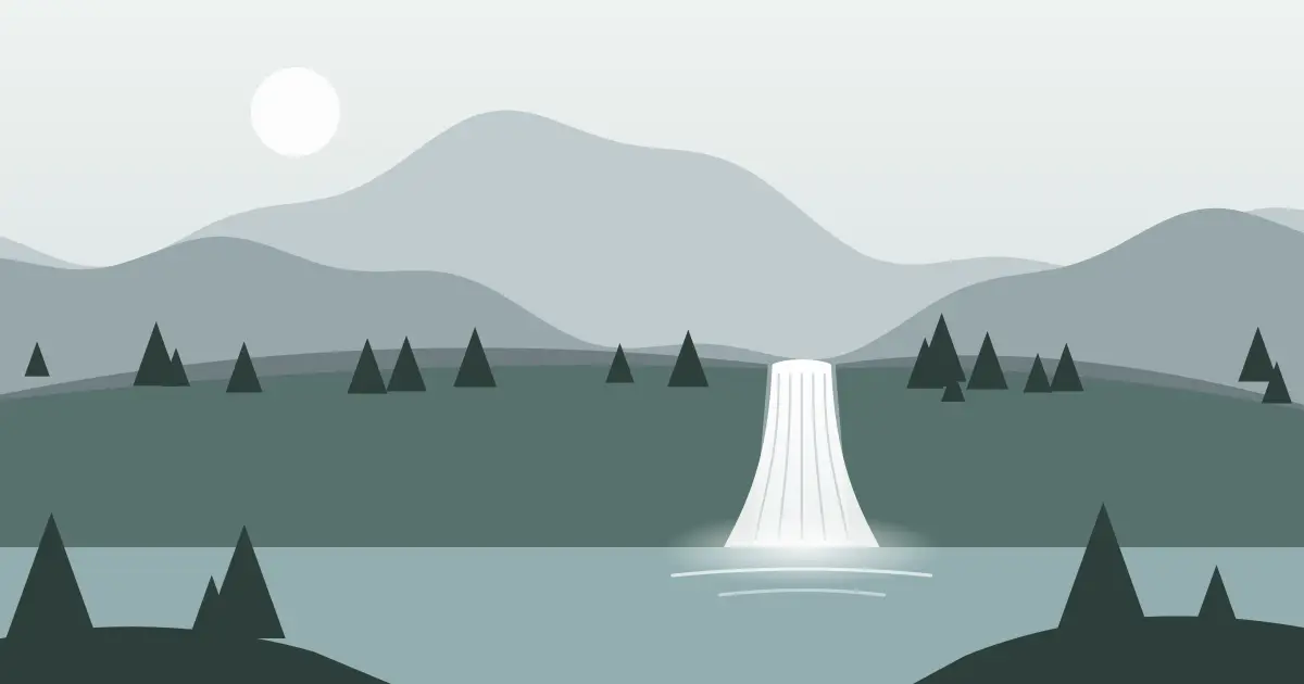 Illustrated featured image for East Snow Mountain Falls in Nevada County, California