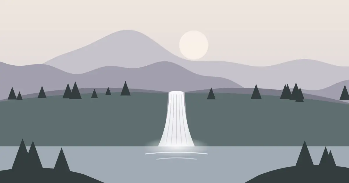 Illustrated featured image for Rock Bridge Falls in Wolfe County, Kentucky