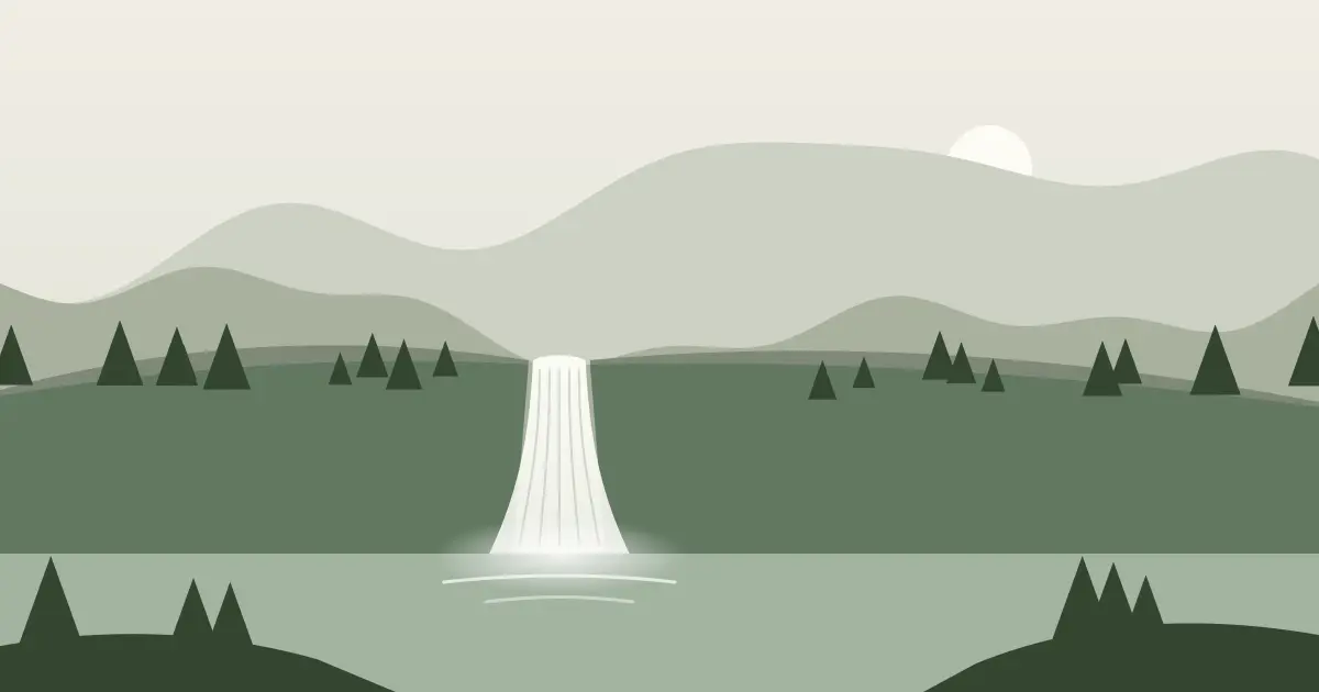 Illustrated featured image for Lower Verdigris Falls (historical) in Wagoner County, Oklahoma