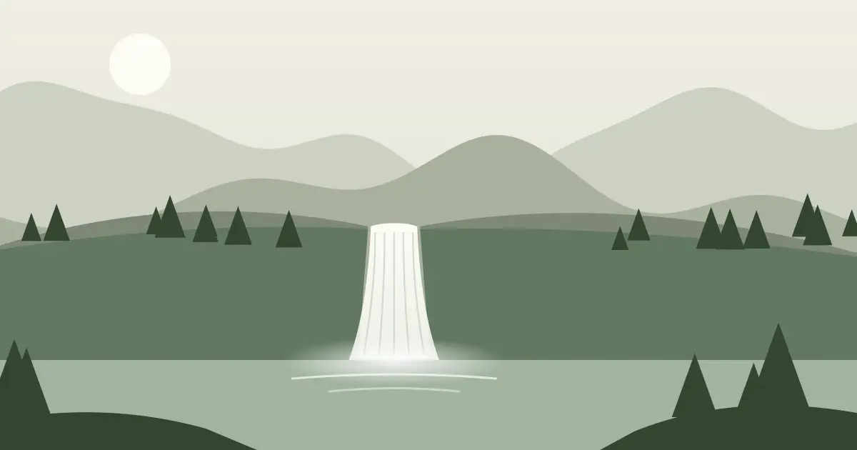 Illustrated featured image for Gunaldo Falls in Yamhill County, Oregon