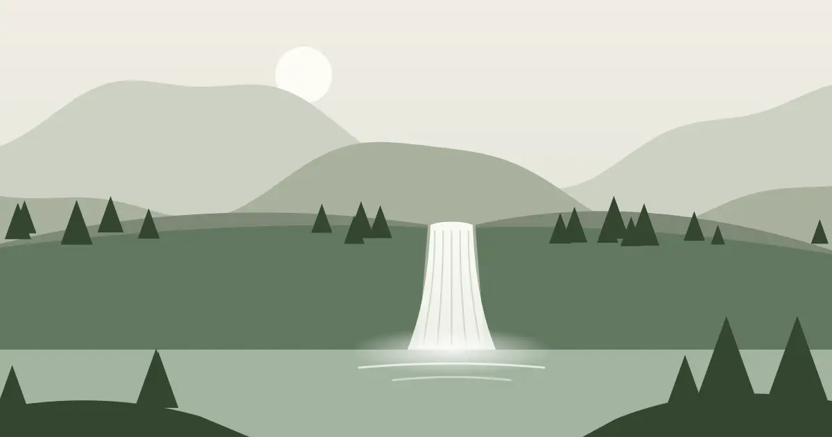 Illustrated featured image for Wohelo Falls in Lincoln County, Wyoming