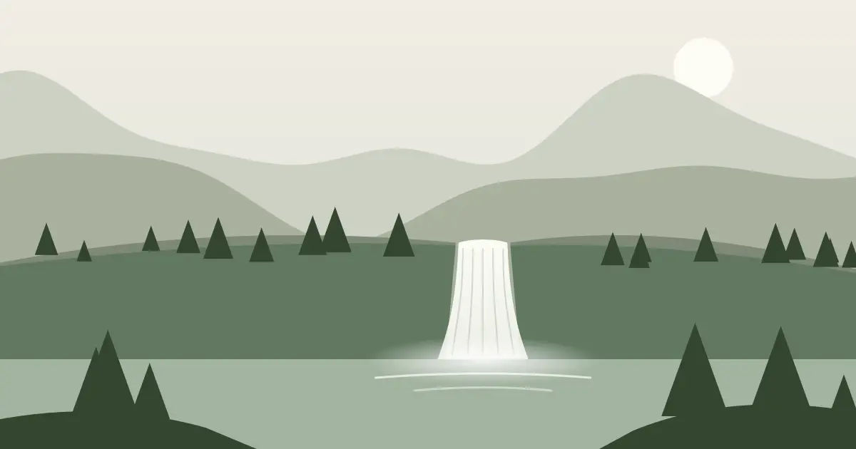 Illustrated featured image for Lost Creek Falls in Park County, Wyoming