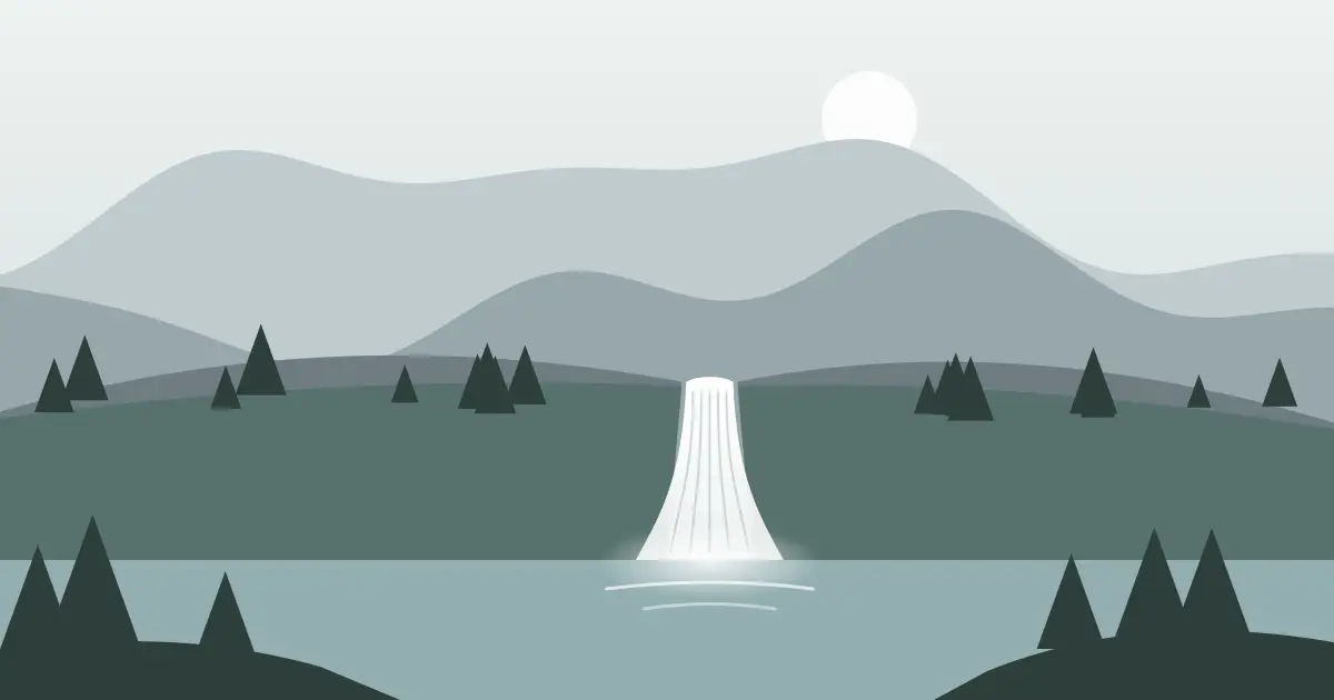 Illustrated featured image for Sweetwater Creek Falls in Park County, Wyoming