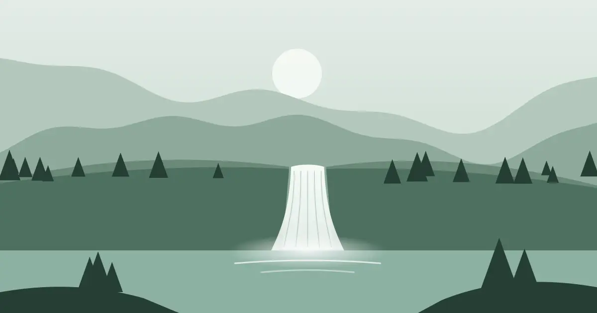 Illustrated featured image for Gwinna Falls in Teton County, Wyoming