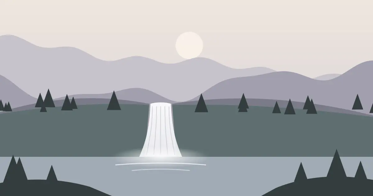 Illustrated featured image for Plateau Falls in Teton County, Wyoming