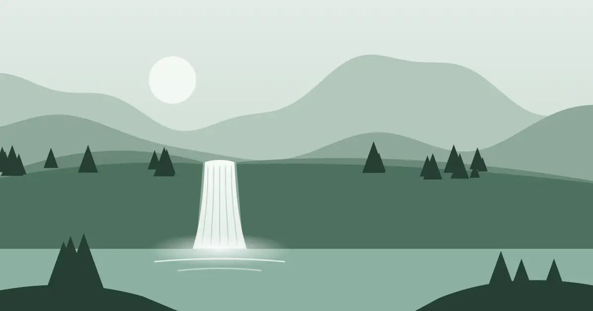 Illustrated featured image for Ragged Falls in Teton County, Wyoming