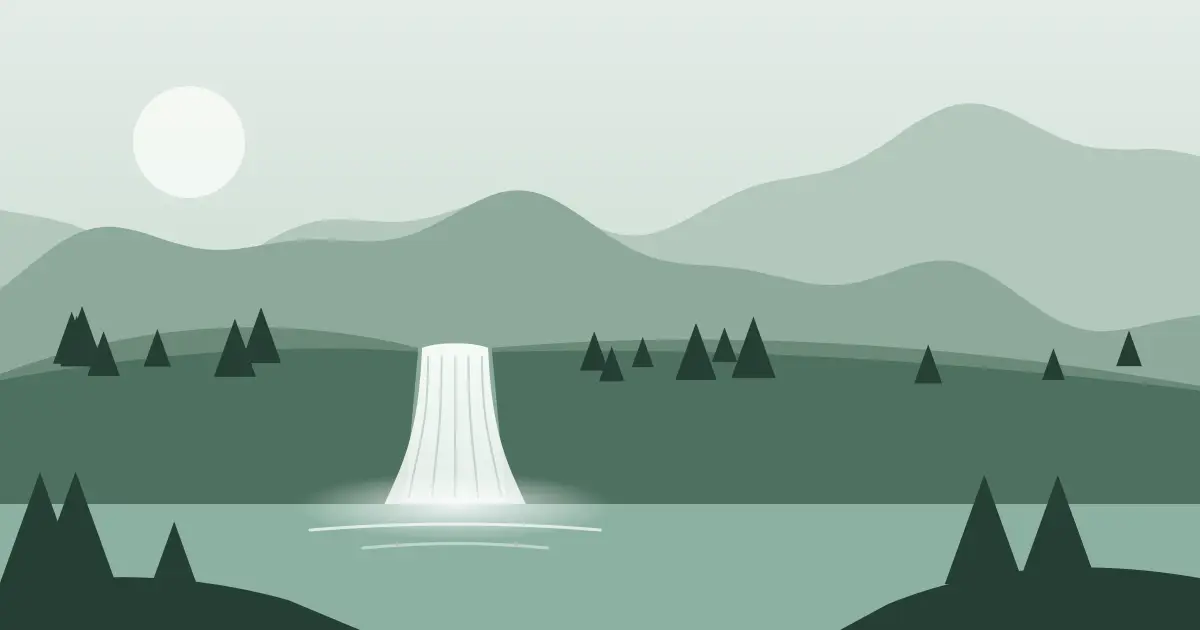 Illustrated featured image for Sluiceway Falls in Teton County, Wyoming